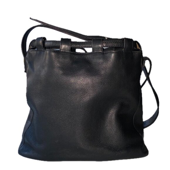 Vintage Paloma Picasso Black Leather Crossbody Drawstring Bucket Bag Italy EUC - Picture 12 of 16